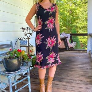 Byer California Floral Black midi Dress